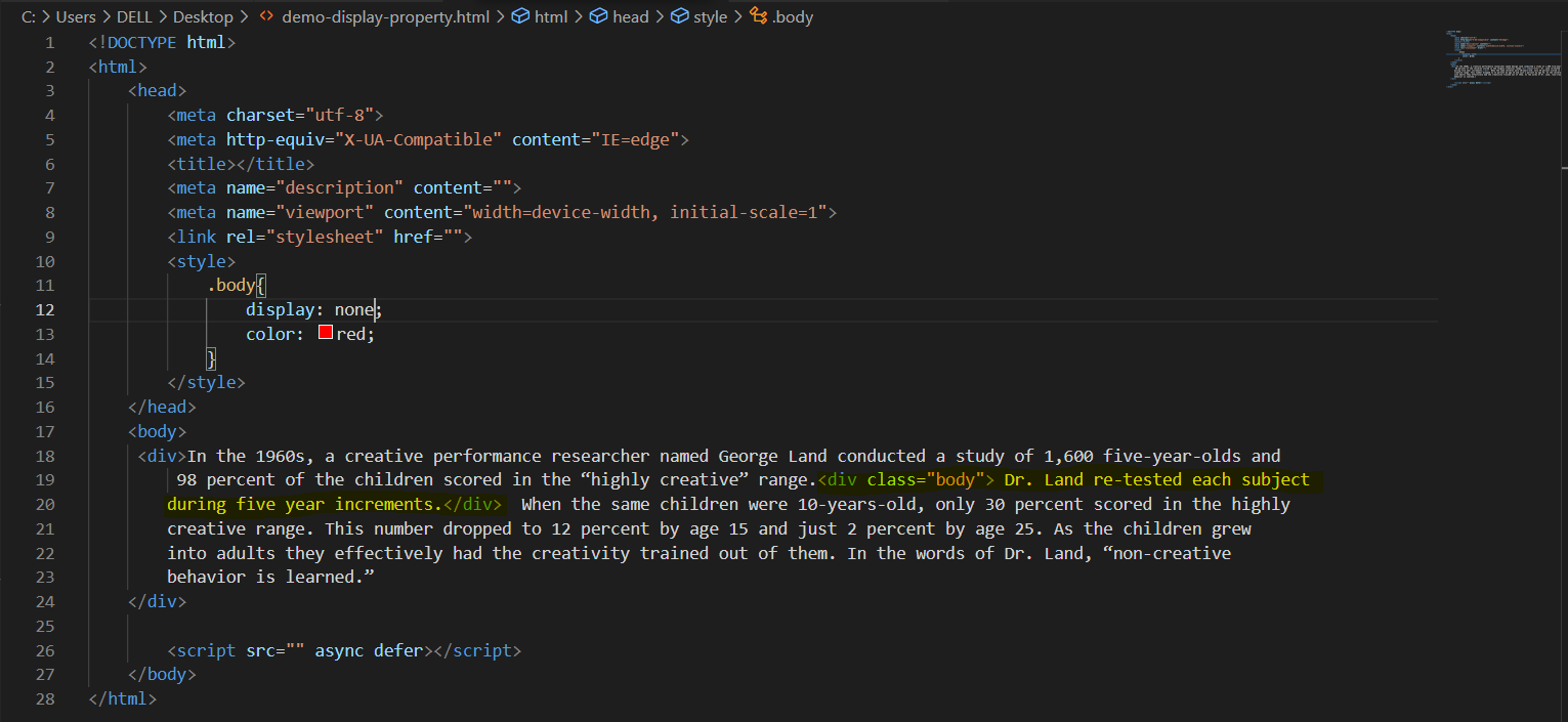 Display Properties in CSS